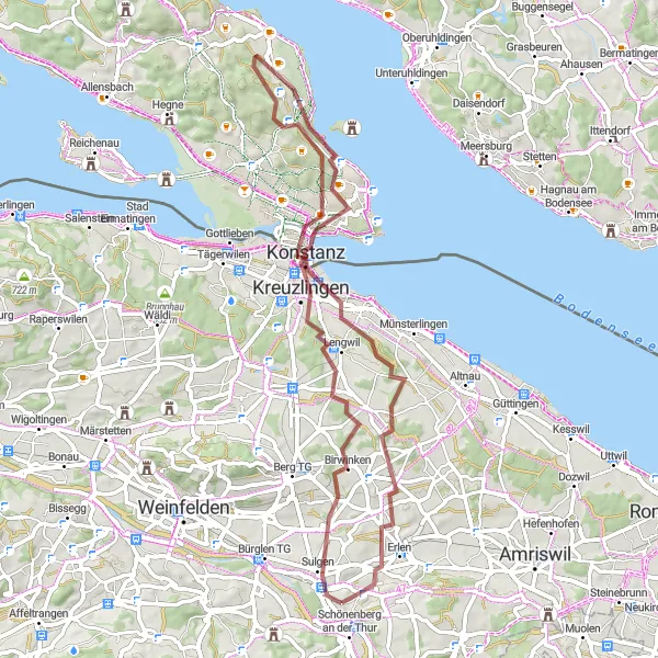 Map miniature of "Island Mainau Tour" cycling inspiration in Ostschweiz, Switzerland. Generated by Tarmacs.app cycling route planner