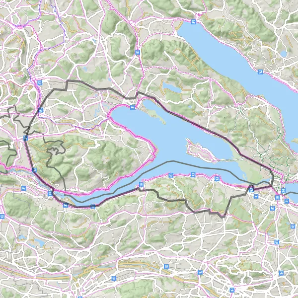 Kartminiatyr av "Historiska sevärdheter längs landsvägen" cykelinspiration i Ostschweiz, Switzerland. Genererad av Tarmacs.app cykelruttplanerare