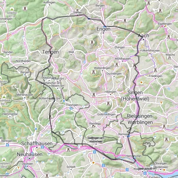 Miniatuurkaart van de fietsinspiratie "Hoogtepunten van Hochrhein" in Ostschweiz, Switzerland. Gemaakt door de Tarmacs.app fietsrouteplanner