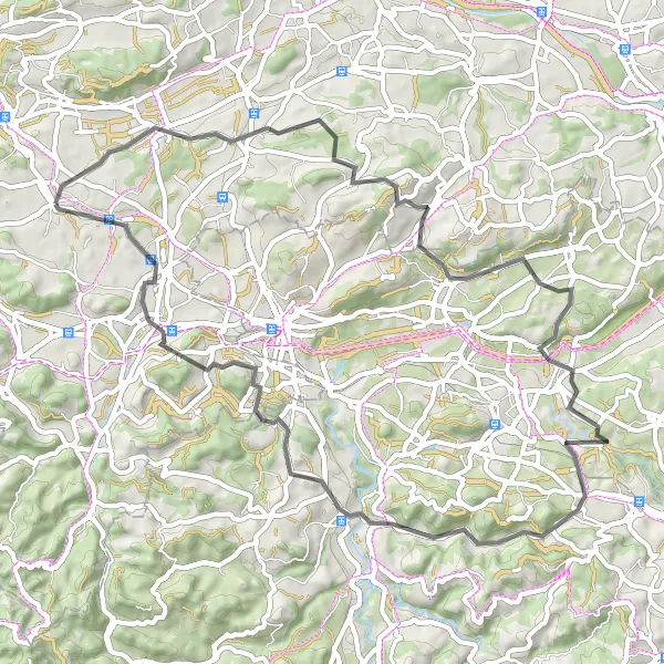 Miniatua del mapa de inspiración ciclista "Ruta de ciclismo de carretera por Wängi y alrededores" en Ostschweiz, Switzerland. Generado por Tarmacs.app planificador de rutas ciclistas
