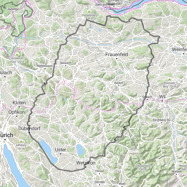 Karten-Miniaturansicht der Radinspiration "Hügeliges Abenteuer durch die Ostschweiz" in Ostschweiz, Switzerland. Erstellt vom Tarmacs.app-Routenplaner für Radtouren