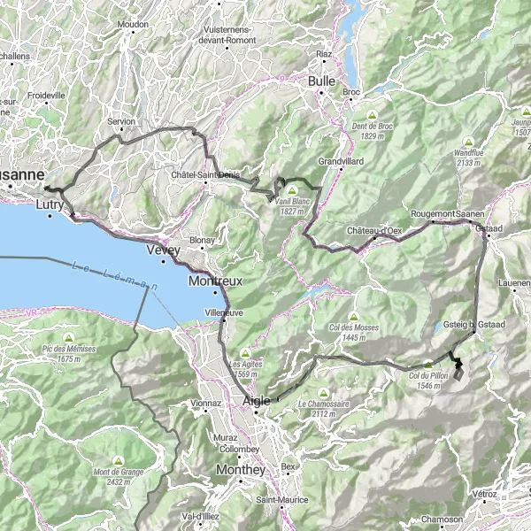 Karten-Miniaturansicht der Radinspiration "Alpine Herausforderung" in Région lémanique, Switzerland. Erstellt vom Tarmacs.app-Routenplaner für Radtouren