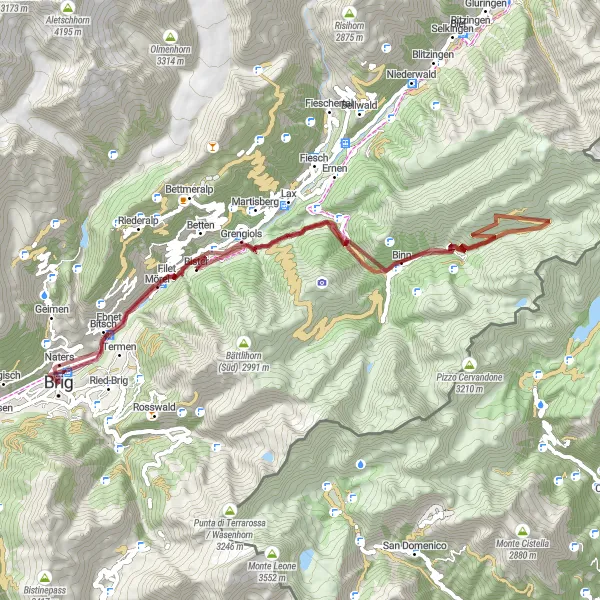 Kartminiatyr av "Gandhorn Loop" sykkelinspirasjon i Région lémanique, Switzerland. Generert av Tarmacs.app sykkelrutoplanlegger