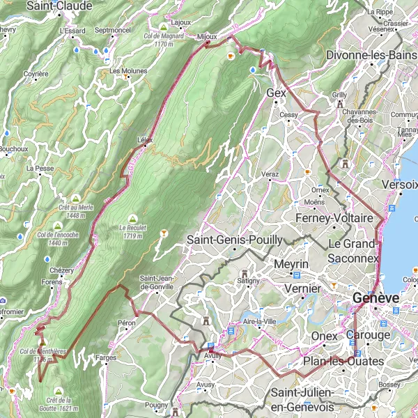 Miniatura della mappa di ispirazione al ciclismo "Esplorazione dei sentieri di montagna" nella regione di Région lémanique, Switzerland. Generata da Tarmacs.app, pianificatore di rotte ciclistiche