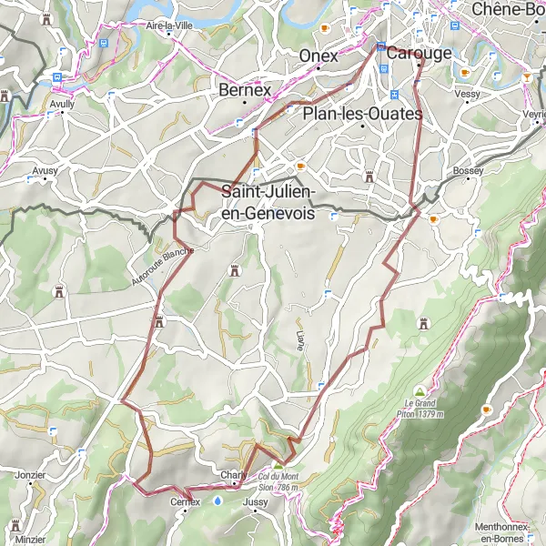 Map miniature of "Gravel Adventure" cycling inspiration in Région lémanique, Switzerland. Generated by Tarmacs.app cycling route planner