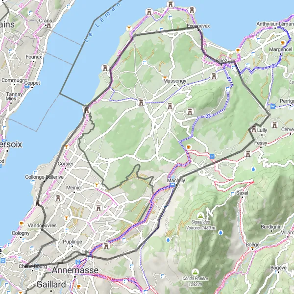 Miniatua del mapa de inspiración ciclista "Ruta Panorámica de la Región del Lago" en Région lémanique, Switzerland. Generado por Tarmacs.app planificador de rutas ciclistas