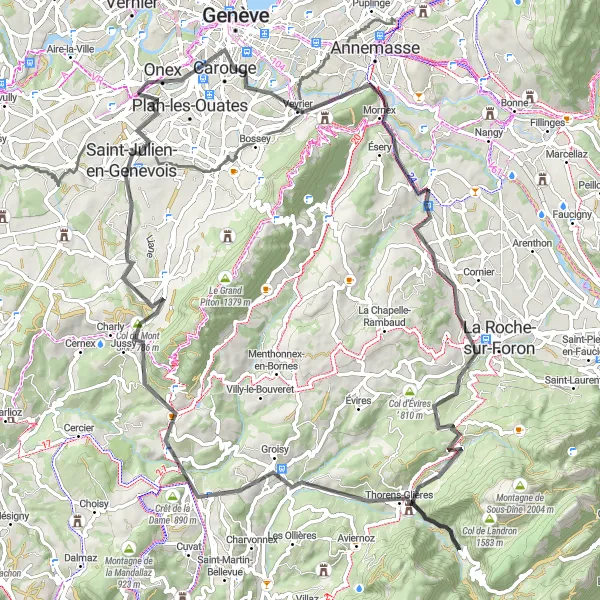 Miniatura mapy "Trasa rowerowa w kierunku Rancy" - trasy rowerowej w Région lémanique, Switzerland. Wygenerowane przez planer tras rowerowych Tarmacs.app