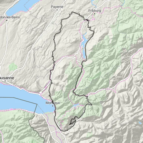 Kartminiatyr av "Den Episke Veien til Les Mosses og Tilbake" sykkelinspirasjon i Région lémanique, Switzerland. Generert av Tarmacs.app sykkelrutoplanlegger