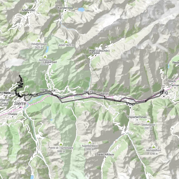 Miniaturekort af cykelinspirationen "Alpernes Vej" i Région lémanique, Switzerland. Genereret af Tarmacs.app cykelruteplanlægger