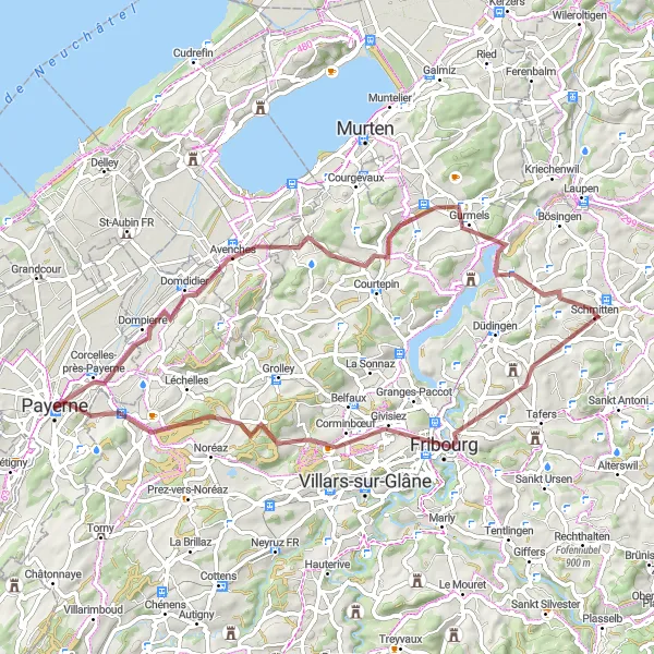Zemljevid v pomanjšavi "Kolesarska avantura skozi osupljive pokrajine" kolesarske inspiracije v Région lémanique, Switzerland. Generirano z načrtovalcem kolesarskih poti Tarmacs.app