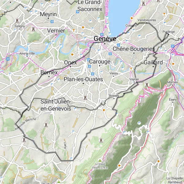 Miniaturekort af cykelinspirationen "Vejcykelrute til La pointe de la Jonction" i Région lémanique, Switzerland. Genereret af Tarmacs.app cykelruteplanlægger