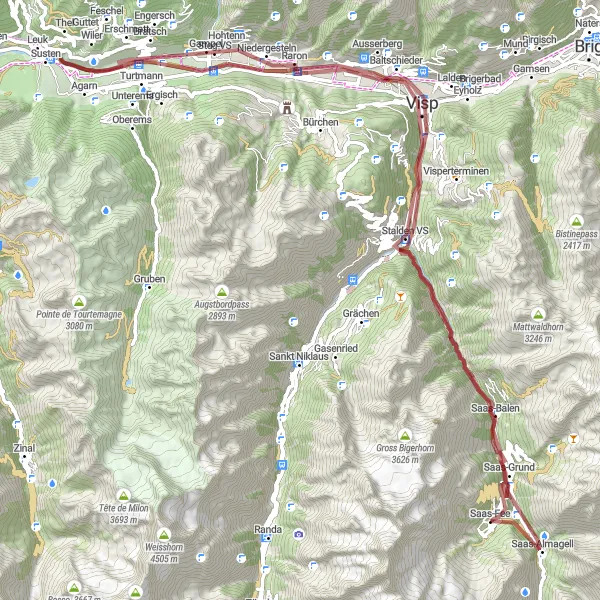 Map miniature of "Off-Road Alps" cycling inspiration in Région lémanique, Switzerland. Generated by Tarmacs.app cycling route planner