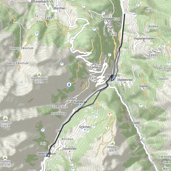 Miniatua del mapa de inspiración ciclista "Recorrido en bicicleta de carretera Sankt Niklaus - Pheich" en Région lémanique, Switzerland. Generado por Tarmacs.app planificador de rutas ciclistas