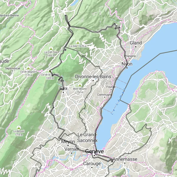 Miniatura della mappa di ispirazione al ciclismo "Giro in bicicletta da Thônex al Lago Lemano" nella regione di Région lémanique, Switzerland. Generata da Tarmacs.app, pianificatore di rotte ciclistiche