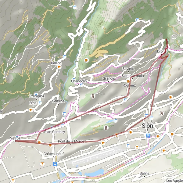 Zemljevid v pomanjšavi "Gorska avantura okoli Vétroza" kolesarske inspiracije v Région lémanique, Switzerland. Generirano z načrtovalcem kolesarskih poti Tarmacs.app