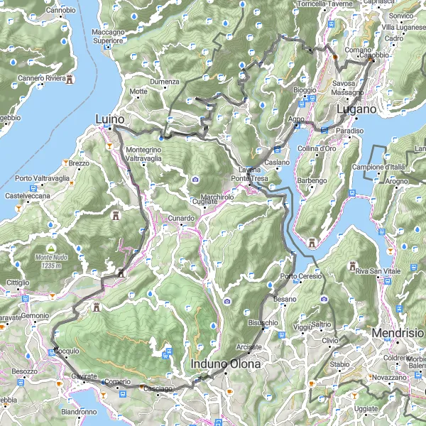 Zemljevid v pomanjšavi "Pot od Cadra do Ciccona" kolesarske inspiracije v Ticino, Switzerland. Generirano z načrtovalcem kolesarskih poti Tarmacs.app