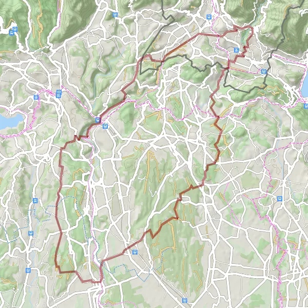 Mapa miniatúra "Gravelové dobrodružstvo okolo Castel San Pietro" cyklistická inšpirácia v Ticino, Switzerland. Vygenerované cyklistickým plánovačom trás Tarmacs.app