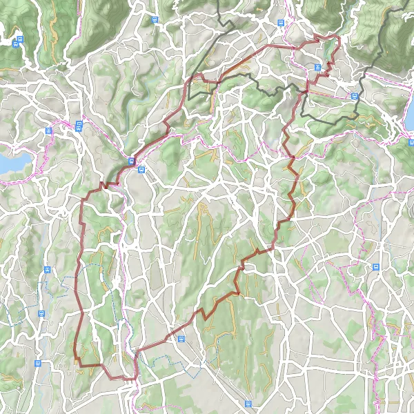 Miniatuurkaart van de fietsinspiratie "Gravel Avontuur van Castel San Pietro" in Ticino, Switzerland. Gemaakt door de Tarmacs.app fietsrouteplanner