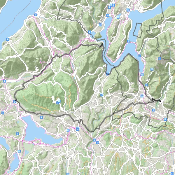 Map miniature of "Varese Loop: Mountains and Lakes" cycling inspiration in Ticino, Switzerland. Generated by Tarmacs.app cycling route planner