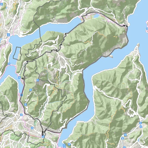 Miniatura della mappa di ispirazione al ciclismo "Cicloturismo tra Capolago e Chiasso" nella regione di Ticino, Switzerland. Generata da Tarmacs.app, pianificatore di rotte ciclistiche