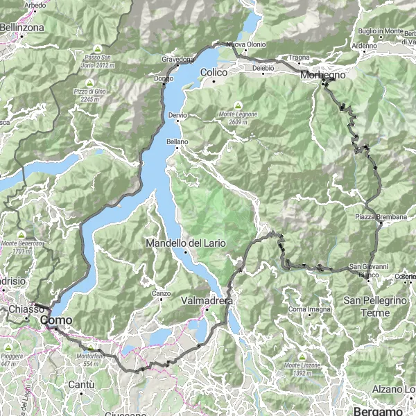 Miniaturní mapa "Okruh kolem Chiasso" inspirace pro cyklisty v oblasti Ticino, Switzerland. Vytvořeno pomocí plánovače tras Tarmacs.app