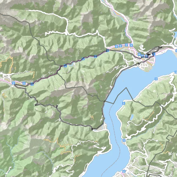 Miniatuurkaart van de fietsinspiratie "Zuidelijke Ontdekkingstocht" in Ticino, Switzerland. Gemaakt door de Tarmacs.app fietsrouteplanner