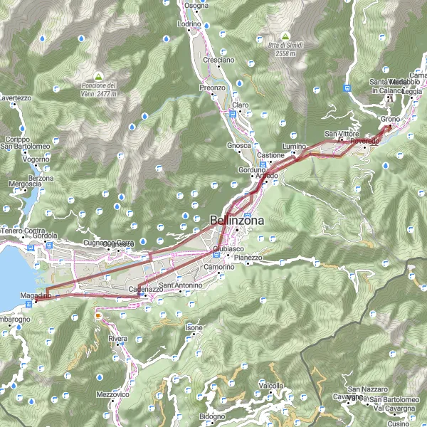 Karten-Miniaturansicht der Radinspiration "Monte Carasso Rundfahrradroute" in Ticino, Switzerland. Erstellt vom Tarmacs.app-Routenplaner für Radtouren