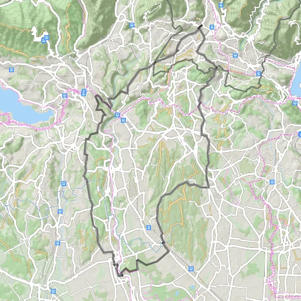 Karten-Miniaturansicht der Radinspiration "Panorama-Tour durch die lombardische Landschaft" in Ticino, Switzerland. Erstellt vom Tarmacs.app-Routenplaner für Radtouren