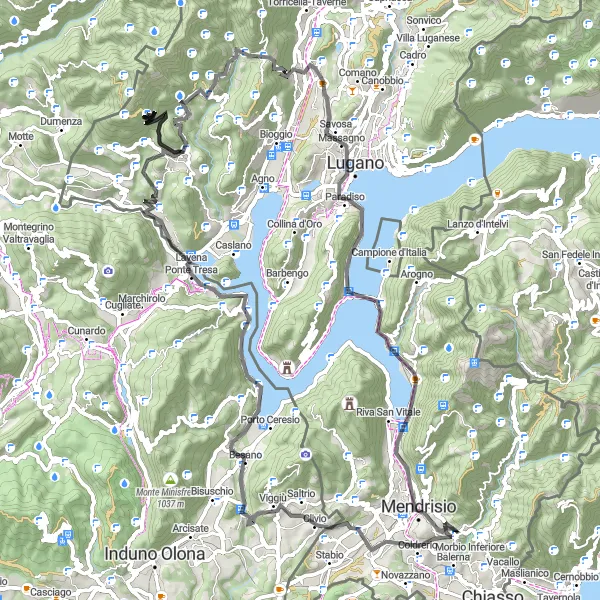 Kartminiatyr av "Sjarmerende Veitur til Morbio Inferiore" sykkelinspirasjon i Ticino, Switzerland. Generert av Tarmacs.app sykkelrutoplanlegger