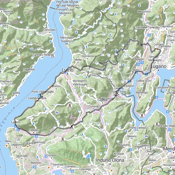 Miniaturní mapa "Cyklistická trasa Savosa - Porza" inspirace pro cyklisty v oblasti Ticino, Switzerland. Vytvořeno pomocí plánovače tras Tarmacs.app