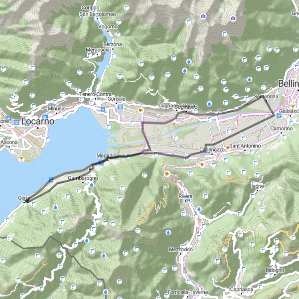 Miniatuurkaart van de fietsinspiratie "Ontdekkingstocht rond Vira (Gambarogno)" in Ticino, Switzerland. Gemaakt door de Tarmacs.app fietsrouteplanner