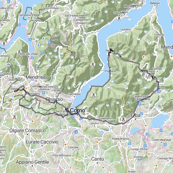 Zemljevid v pomanjšavi "Ekstremna cestna kolesarska pustolovščina" kolesarske inspiracije v Ticino, Switzerland. Generirano z načrtovalcem kolesarskih poti Tarmacs.app