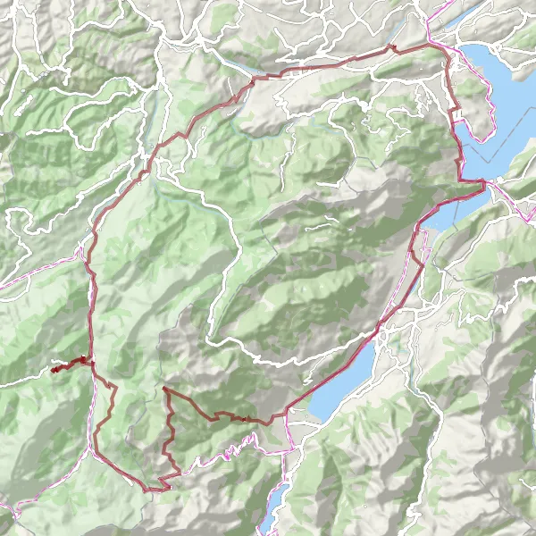 Miniaturní mapa "Gravel Zentralschweiz: Alpnach - Sattelpass - Rengg" inspirace pro cyklisty v oblasti Zentralschweiz, Switzerland. Vytvořeno pomocí plánovače tras Tarmacs.app