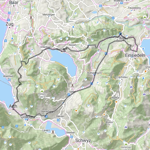 Kartminiatyr av "Zentralschweiz til Raten Sattel tur-retur sykling" sykkelinspirasjon i Zentralschweiz, Switzerland. Generert av Tarmacs.app sykkelrutoplanlegger