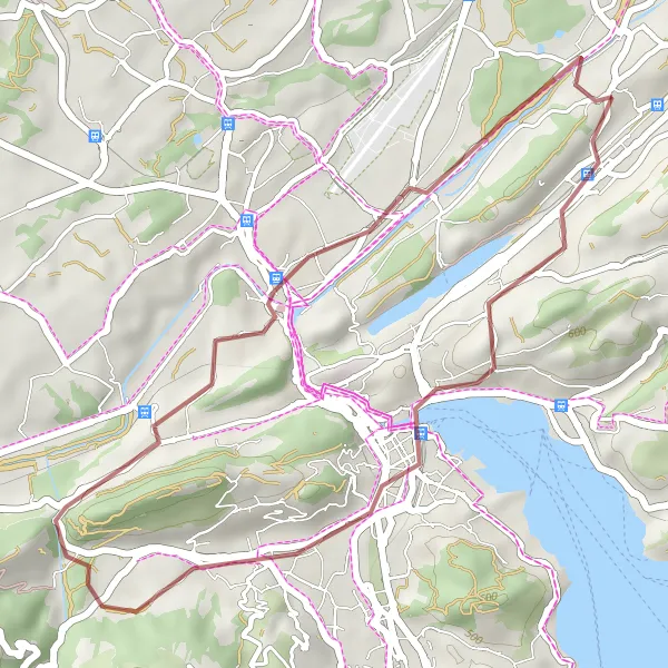 Map miniature of "Scenic Gravel Ride around Lucerne" cycling inspiration in Zentralschweiz, Switzerland. Generated by Tarmacs.app cycling route planner