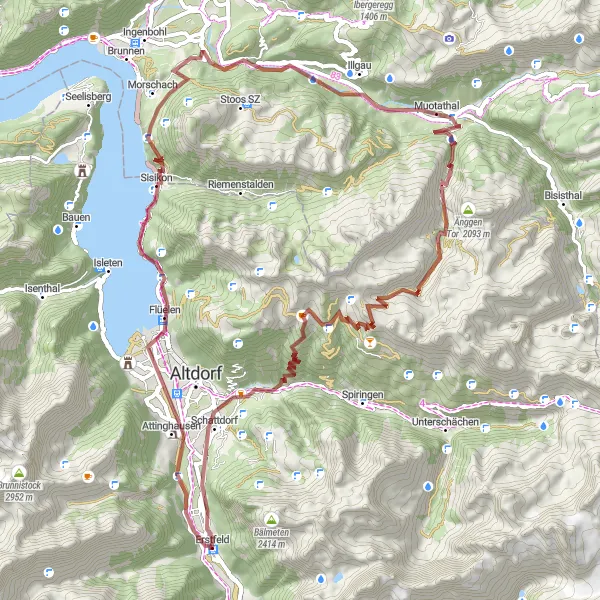 Kartminiatyr av "Chinzig Chulm and Gletschermühlen Gravel Loop" cykelinspiration i Zentralschweiz, Switzerland. Genererad av Tarmacs.app cykelruttplanerare