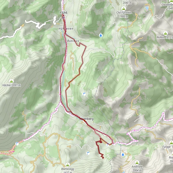 Miniaturní mapa "Krátká gravelová trasa kolem Sörenbergu" inspirace pro cyklisty v oblasti Zentralschweiz, Switzerland. Vytvořeno pomocí plánovače tras Tarmacs.app