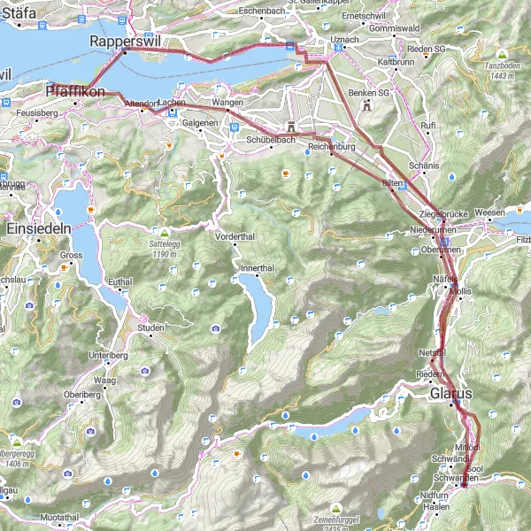 Map miniature of "Gravel Adventure in Zentralschweiz" cycling inspiration in Zentralschweiz, Switzerland. Generated by Tarmacs.app cycling route planner