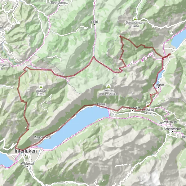 Miniaturekort af cykelinspirationen "Giswil-Lungern-Grünenbergpass-Sörenberg" i Zentralschweiz, Switzerland. Genereret af Tarmacs.app cykelruteplanlægger