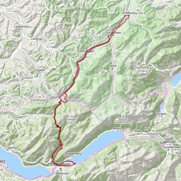 Kartminiatyr av "Äventyr i Emmental" cykelinspiration i Zentralschweiz, Switzerland. Genererad av Tarmacs.app cykelruttplanerare