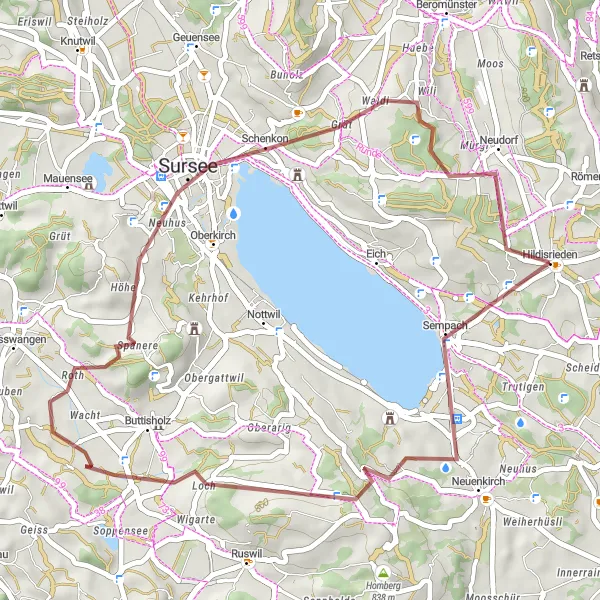 Kartminiatyr av "Hildisrieden til Gormund Rundtur" sykkelinspirasjon i Zentralschweiz, Switzerland. Generert av Tarmacs.app sykkelrutoplanlegger