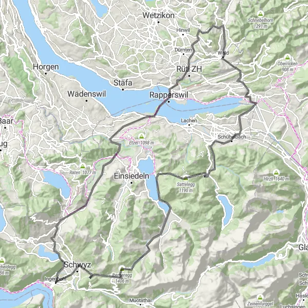 Map miniature of "Alpine Challenge near Ingenbohl" cycling inspiration in Zentralschweiz, Switzerland. Generated by Tarmacs.app cycling route planner