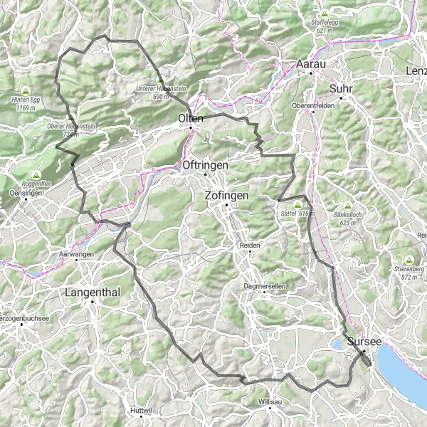 Miniatuurkaart van de fietsinspiratie "Wegroute door Zentralschweiz" in Zentralschweiz, Switzerland. Gemaakt door de Tarmacs.app fietsrouteplanner