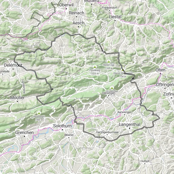 Zemljevid v pomanjšavi "Razgibana pot skozi čudovite kraje Zentralschweiza" kolesarske inspiracije v Zentralschweiz, Switzerland. Generirano z načrtovalcem kolesarskih poti Tarmacs.app