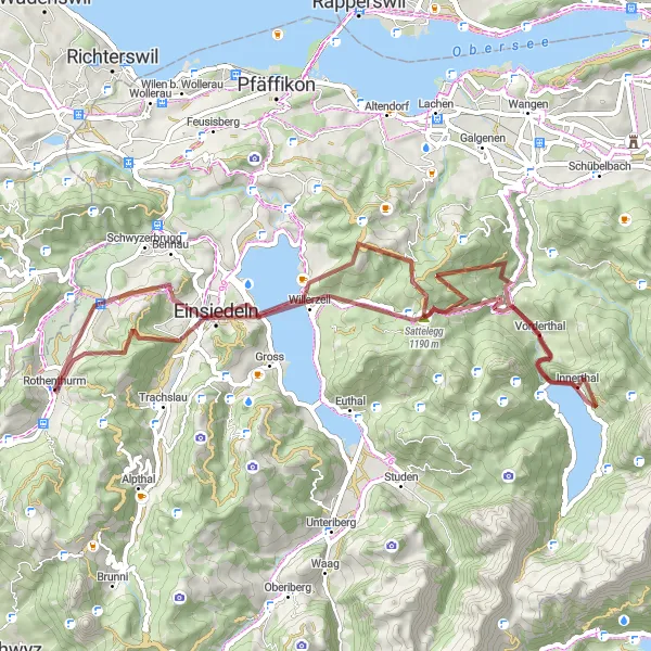 Kartminiatyr av "Utmanande grustrunda genom Innerthal och Willerzell" cykelinspiration i Zentralschweiz, Switzerland. Genererad av Tarmacs.app cykelruttplanerare