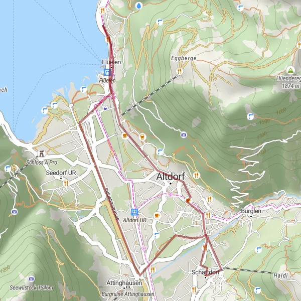 Miniatuurkaart van de fietsinspiratie "Korte gravelroute in de buurt van Schattdorf" in Zentralschweiz, Switzerland. Gemaakt door de Tarmacs.app fietsrouteplanner