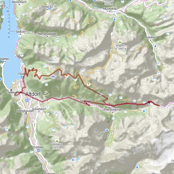 Miniatua del mapa de inspiración ciclista "Ruta de Grava Flüelen - Altdorf" en Zentralschweiz, Switzerland. Generado por Tarmacs.app planificador de rutas ciclistas