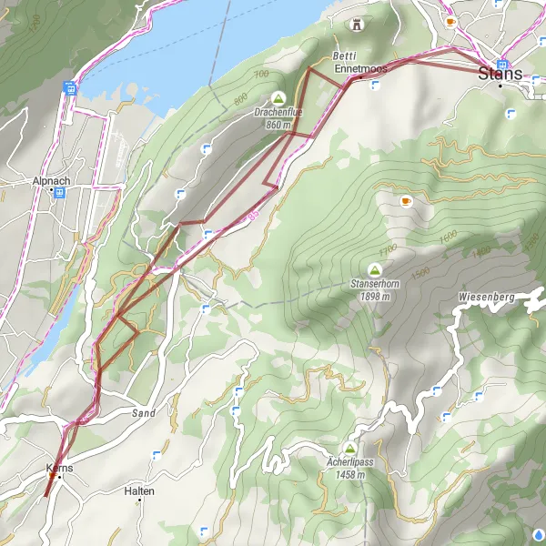 Miniatuurkaart van de fietsinspiratie "Korte gravelrit van 25 km naar Rotzberg" in Zentralschweiz, Switzerland. Gemaakt door de Tarmacs.app fietsrouteplanner