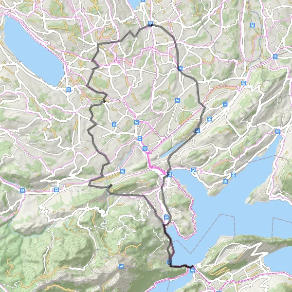 Miniatua del mapa de inspiración ciclista "Aventura en los Alpes suizos desde Stansstad" en Zentralschweiz, Switzerland. Generado por Tarmacs.app planificador de rutas ciclistas