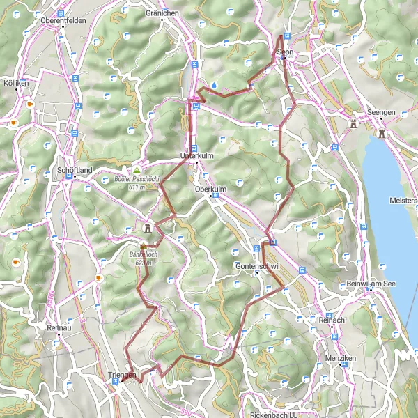 Kartminiatyr av "Grusvägsrutt genom Chnubel och Surberg" cykelinspiration i Zentralschweiz, Switzerland. Genererad av Tarmacs.app cykelruttplanerare